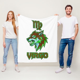 Aesthetic Neon Green Virgo Zodiac Fleece Blanket