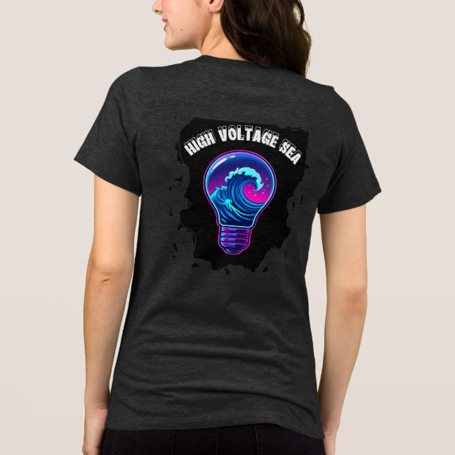 Aesthetic Ocean Wave Lightbulb  Tri-Blend Shirt (Back)