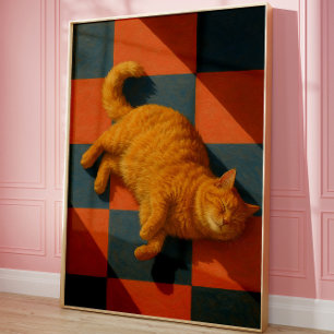 Aesthetic Orange Cat Cozy Modern Pet Wall Art