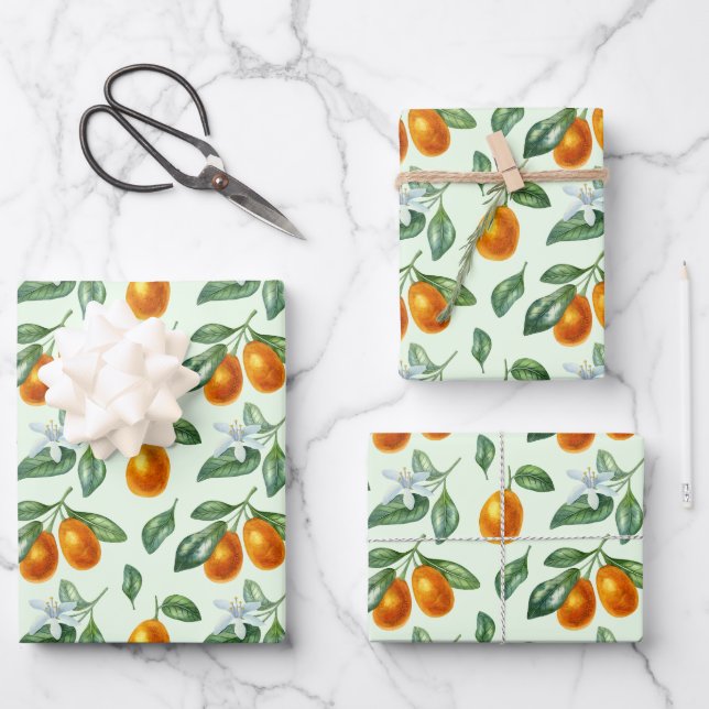 Aesthetic Orange Citrus Fruit Food Wrapping Paper Sheet (Front)