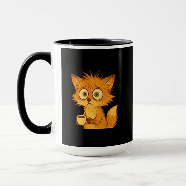 Aesthetic Overwhelmed Fox • Cute Chaos Coffee Mug (Left)