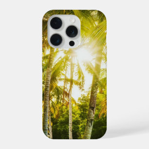 Aesthetic Palm Trees Golden Sunburst iPhone case