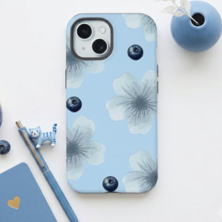 Aesthetic Pastel Blue Floral Blueberry Case
