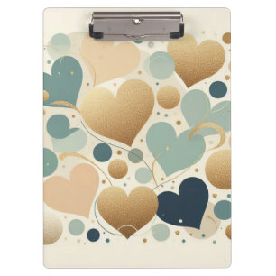 Aesthetic Pastel Love Heart Beige Abstract Minimal Clipboard