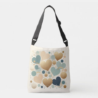 Aesthetic Pastel Love Heart Beige Abstract Minimal Crossbody Bag