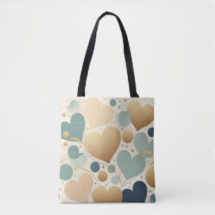 Aesthetic Pastel Love Heart Beige Abstract Minimal Tote Bag