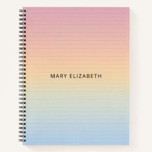 Aesthetic Pastel Ombre Lines Personalized Notebook