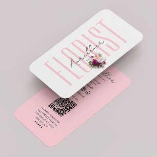 Aesthetic Pastel Pink Florist Boho Bouquet Business Card