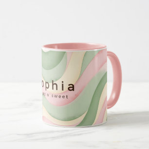 Aesthetic Pastel Wavy Custom Mug - Pink Green