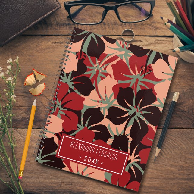 Aesthetic Personalised Red & Black Floral Pattern Planner (Creator Uploaded)