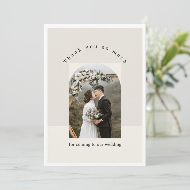 Aesthetic Photo Frame Wedding Thank You Card (Standing Front)