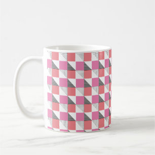 aesthetic pink and black modern Chequered pattern  Coffee Mug
