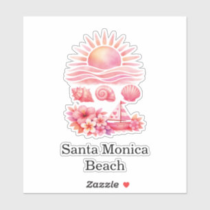 Aesthetic Pink Beach Sunset Watercolor