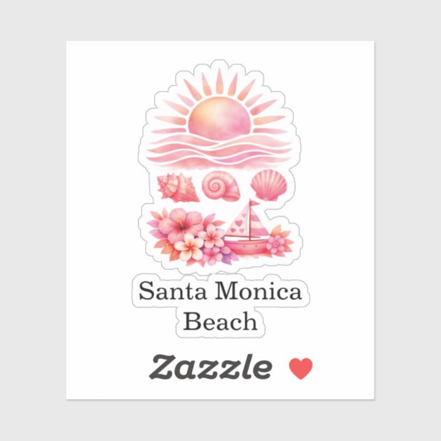 Aesthetic Pink Beach Sunset Watercolor (Sheet)