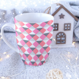 aesthetic pink & black triangle pattern decorative coffee mug