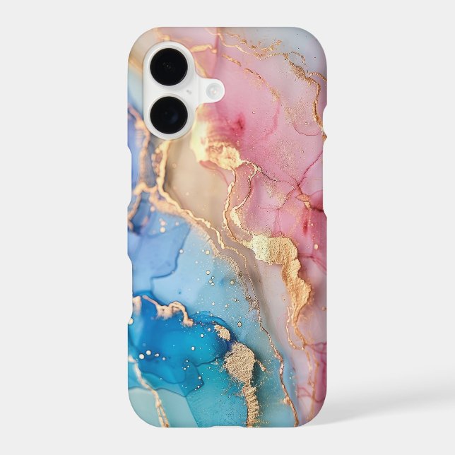 Aesthetic Pink Blue Gold Marble Abstract Art  (Back)