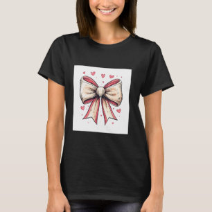 Aesthetic Pink Bow Heart Love Romantic Heart gir T-Shirt