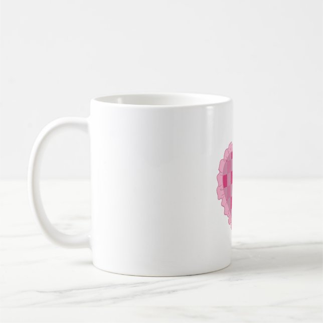 Aesthetic Pink Chequerboard Heart  Coffee Mug (Left)