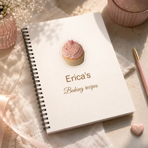 Aesthetic Pink Cupcake Bakery Owner  Notebook