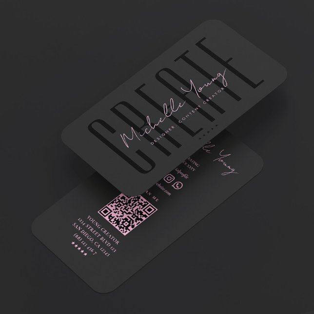 Aesthetic Pink Digital Content Creator Business Card (Aesthetic Pink Digital Content Creator Business Card
)