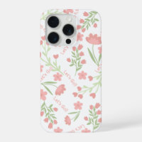 Aesthetic Pink Floral Let's Go Typographic Pattern