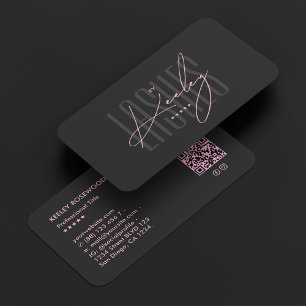 Aesthetic Pink Lashes Technician Makeup Stylist Business Card