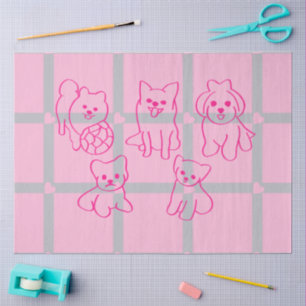 Aesthetic Pink pattern Puppy Lover Gift Tissue Paper