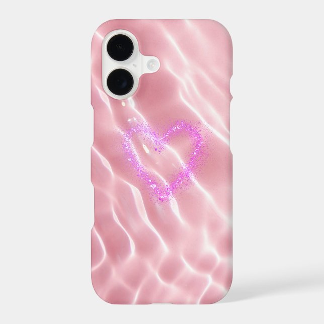 Aesthetic Pink Water Ripple Glitter Heart (Back)