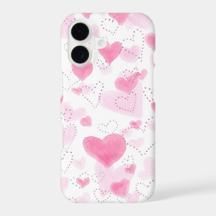 Aesthetic Pink Watercolor Hearts Custom Phone Case