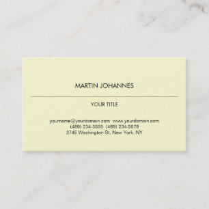 Aesthetic Plain Professional Cream Colour Minimal Business Card