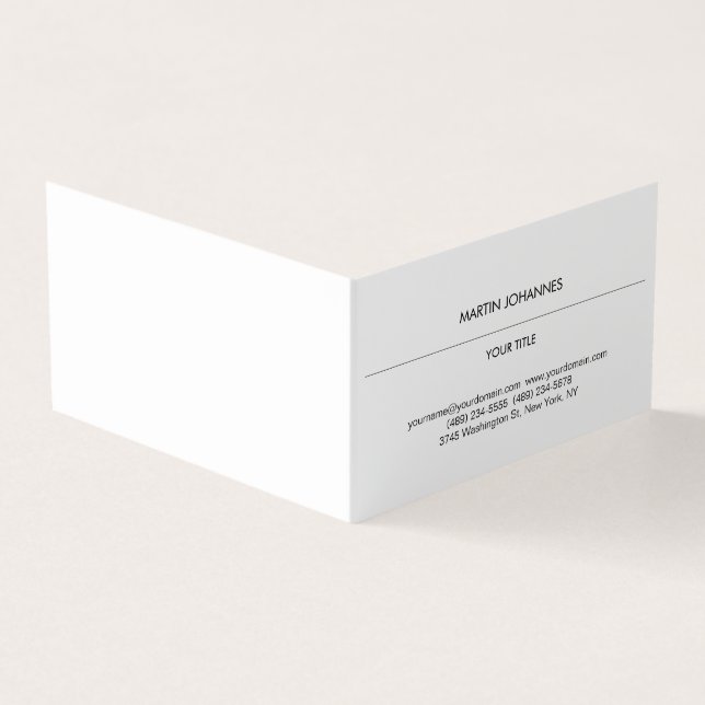 Aesthetic Plain Professional White Modern Business Card (Outside)