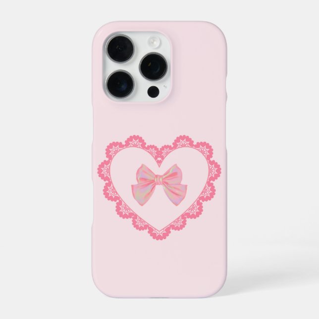 Aesthetic Pretty Pink Bow Heart Phone Case (Back)