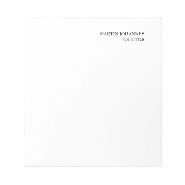 Aesthetic Professional Chic White Business Card Notepad (Front)