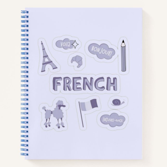 Aesthetic Purple French  Notebook (Front)