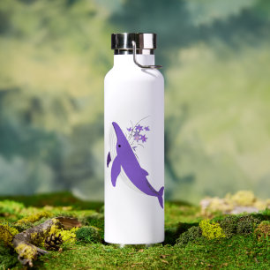 Aesthetic Purple Whale and Lilies 22oz Thor Water Bottle