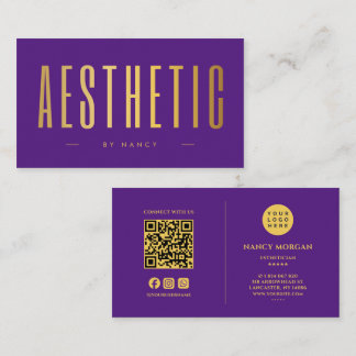 Aesthetic Qr Code Logo Purple And Gold  Business Card