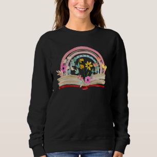 Aesthetic Rainbow Floral Book Librarian Read Nerd  Sweatshirt