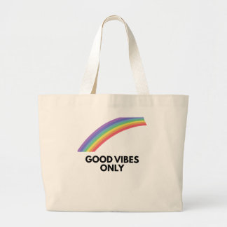 Aesthetic Rainbow Girl Face Line Art Good Vibes   Large Tote Bag