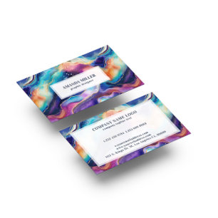 Aesthetic rainbow glitter agate business card