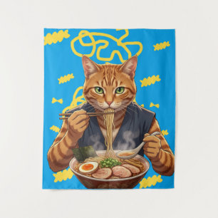 Aesthetic Ramen Cat Anime – Japanese Pop Art Tapestry