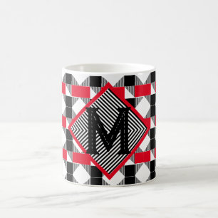 aesthetic red and black geometric Monogram initial Coffee Mug