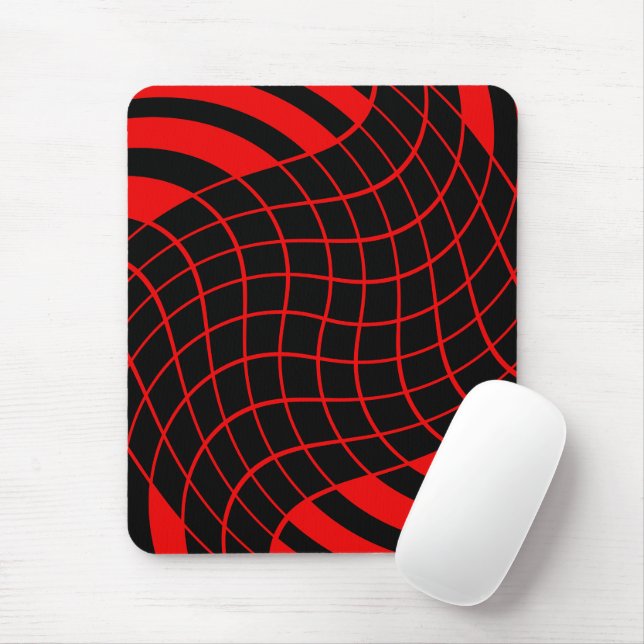 Aesthetic Red And black Grid Pattern Mouse Pad (With Mouse)