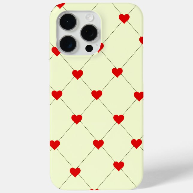 Aesthetic Red Hearts Grid Phone Case (Back)