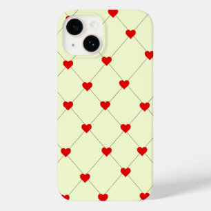 Aesthetic Red Hearts Grid Phone Case