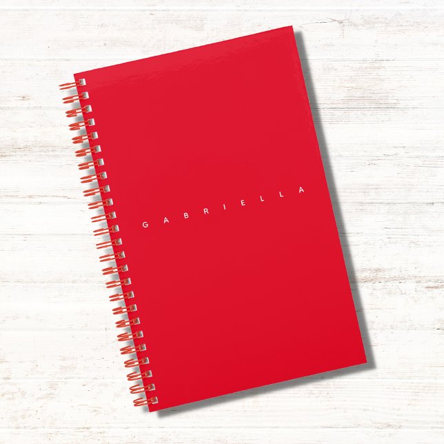 Aesthetic Red Minimalistic Bold Name Chic Notebook (Creator Uploaded)
