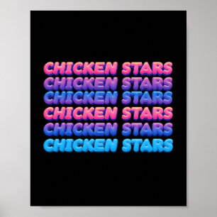 Aesthetic Repeating Chicken Stars Viral Meme Sloga Poster