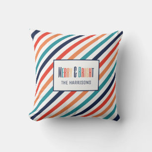 Aesthetic Retro Stripes Colorful Lines Christmas  Cushion