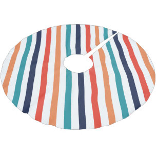 Aesthetic Retro Stripes Colourful Lines Christmas  Brushed Polyester Tree Skirt