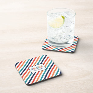 Aesthetic Retro Stripes Colourful Lines Christmas Coaster