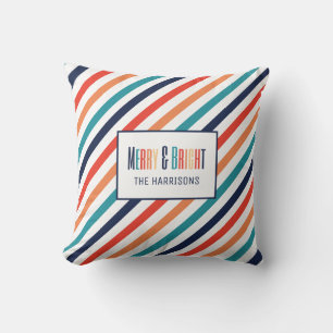 Aesthetic Retro Stripes Colourful Lines Christmas  Cushion